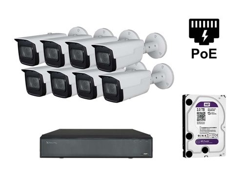 2M Starlight IP Camera - KIT8-XS-IPCV830SAW-2-EPOE