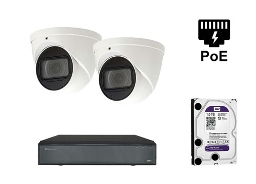 X-Security IP Dome Camera - KIT2-XS-IPDM987ZSAW-2-EPOE
