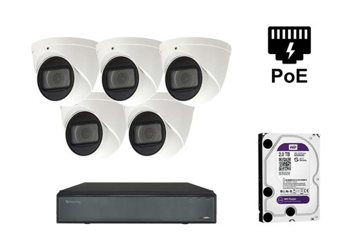 X-Security IP Dome Camera - KIT5-XS-IPDM987ZSAW-2-EPOE